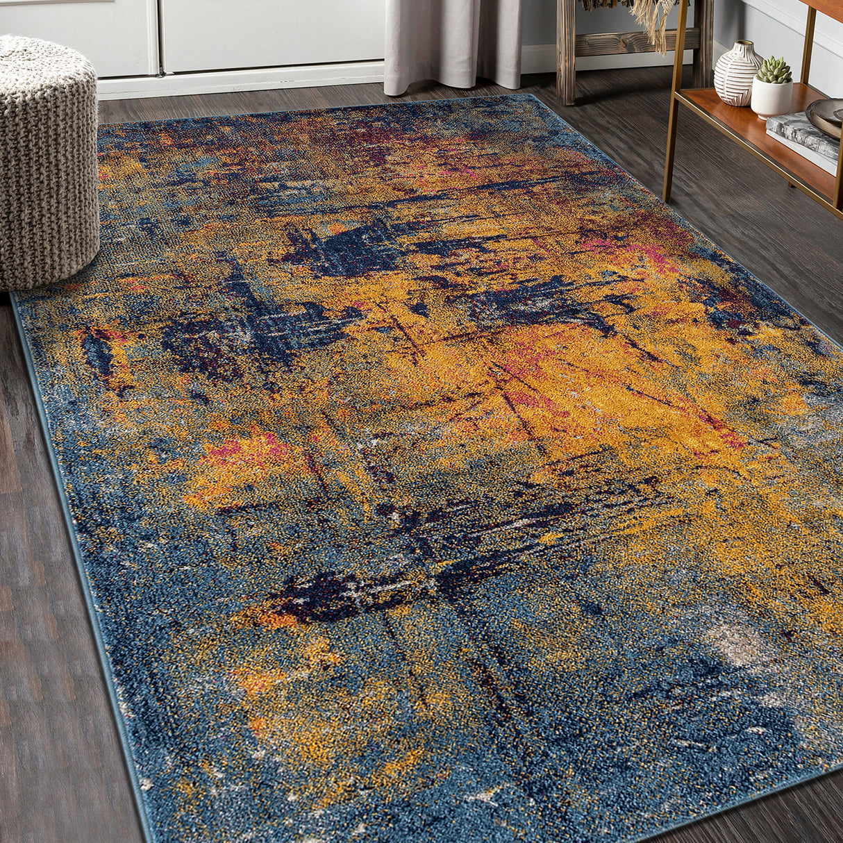 Amer Rugs MAN-41 Manhattan Bohemian Pattern /Blue Runner Rug, 2'6" X 7'6" Area Rug