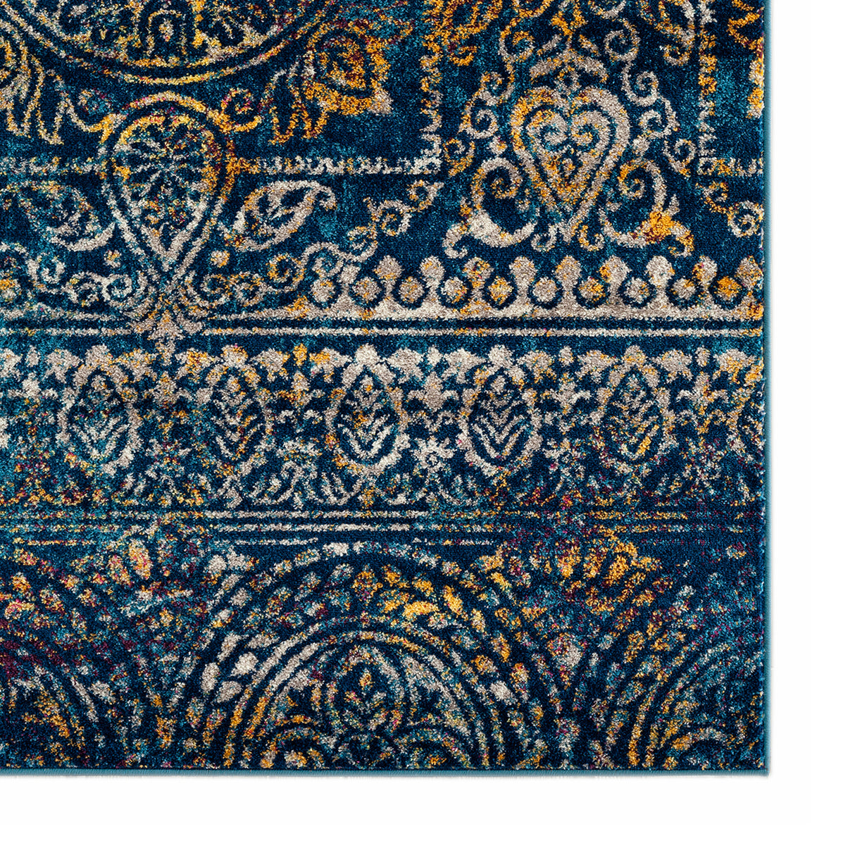 Amer Rugs MAN-42 Manhattan Bohemian Pattern /Blue Runner Rug, 2'6" X 6' Area Rug