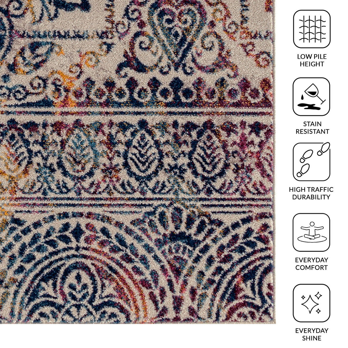 Amer Rugs MAN-43 Manhattan Bohemian Pattern Runner Rug, 2'6" X 7'6" Area Rug