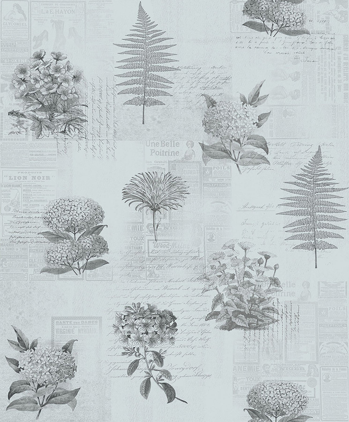 Midbec MD218121 Mixed Flowers Blue Field Notes Wallpaper