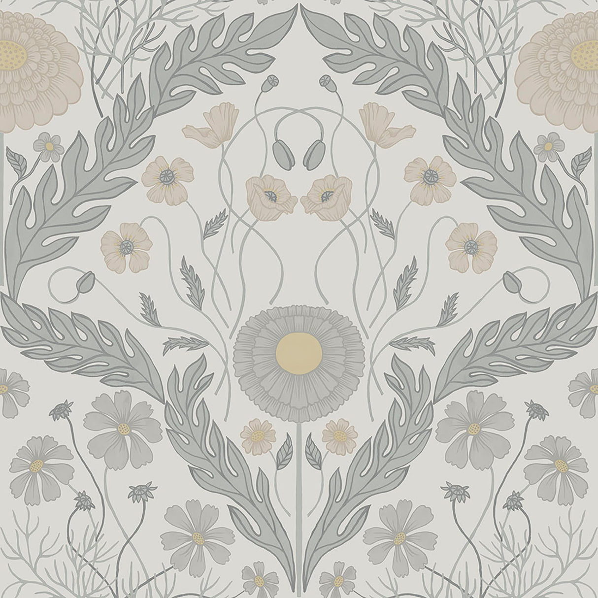 Midbec MD51000 Marguerite Grey Damask Wallpaper