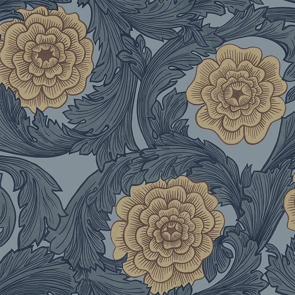 Midbec MD51010 Rosa Blue Ornamental Florals Wallpaper