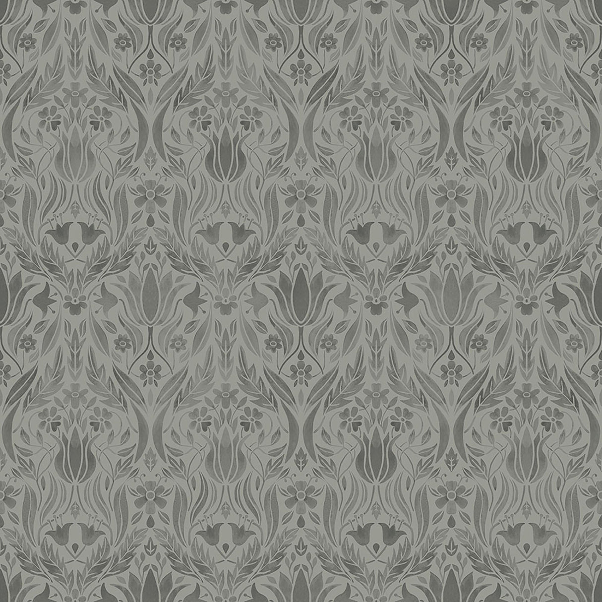 Midbec MD51018 Ludvig Dark Grey Floral Ogee Wallpaper