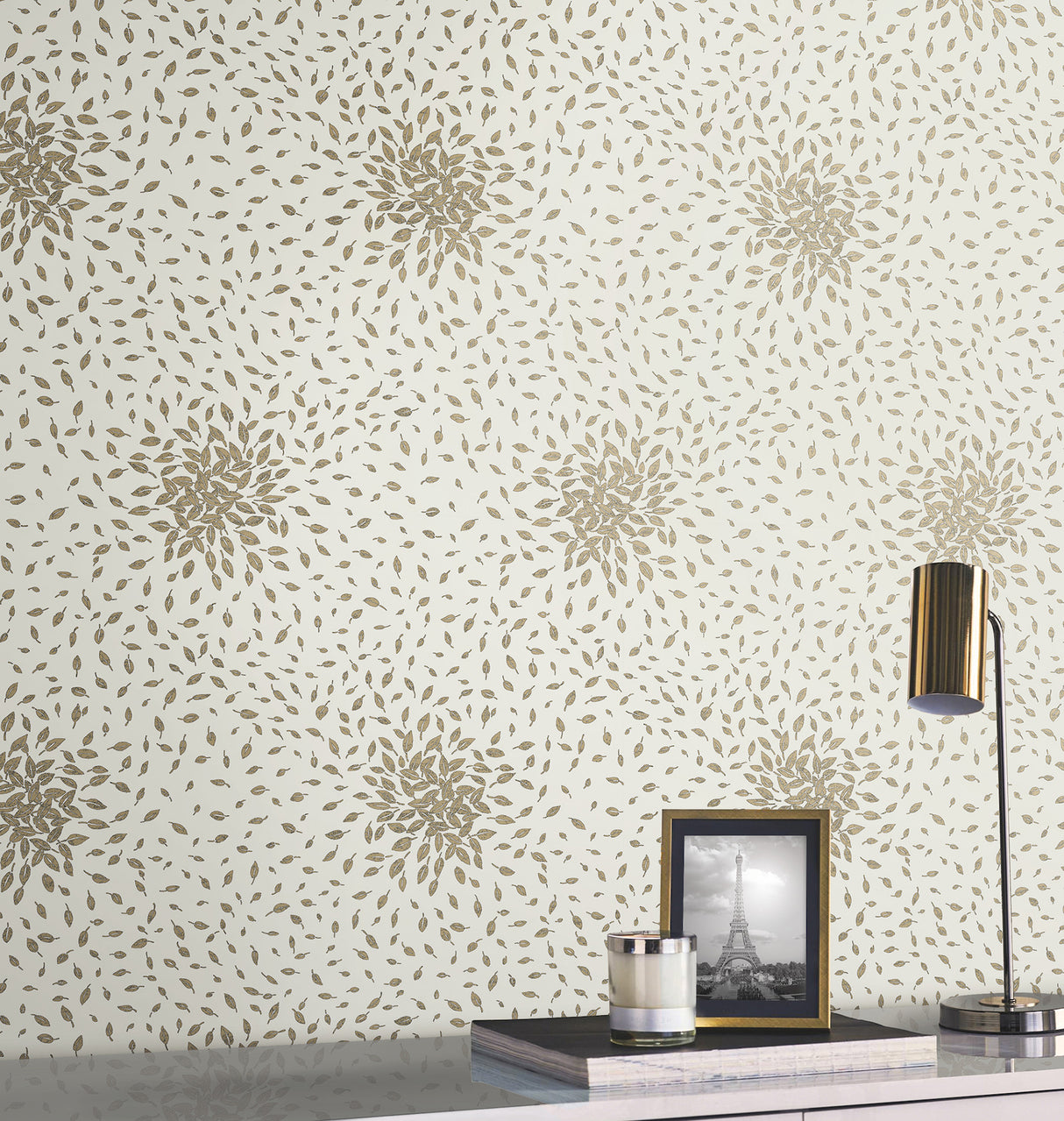 York MD7103 Petite Leaves Cream & Gold Wallpaper