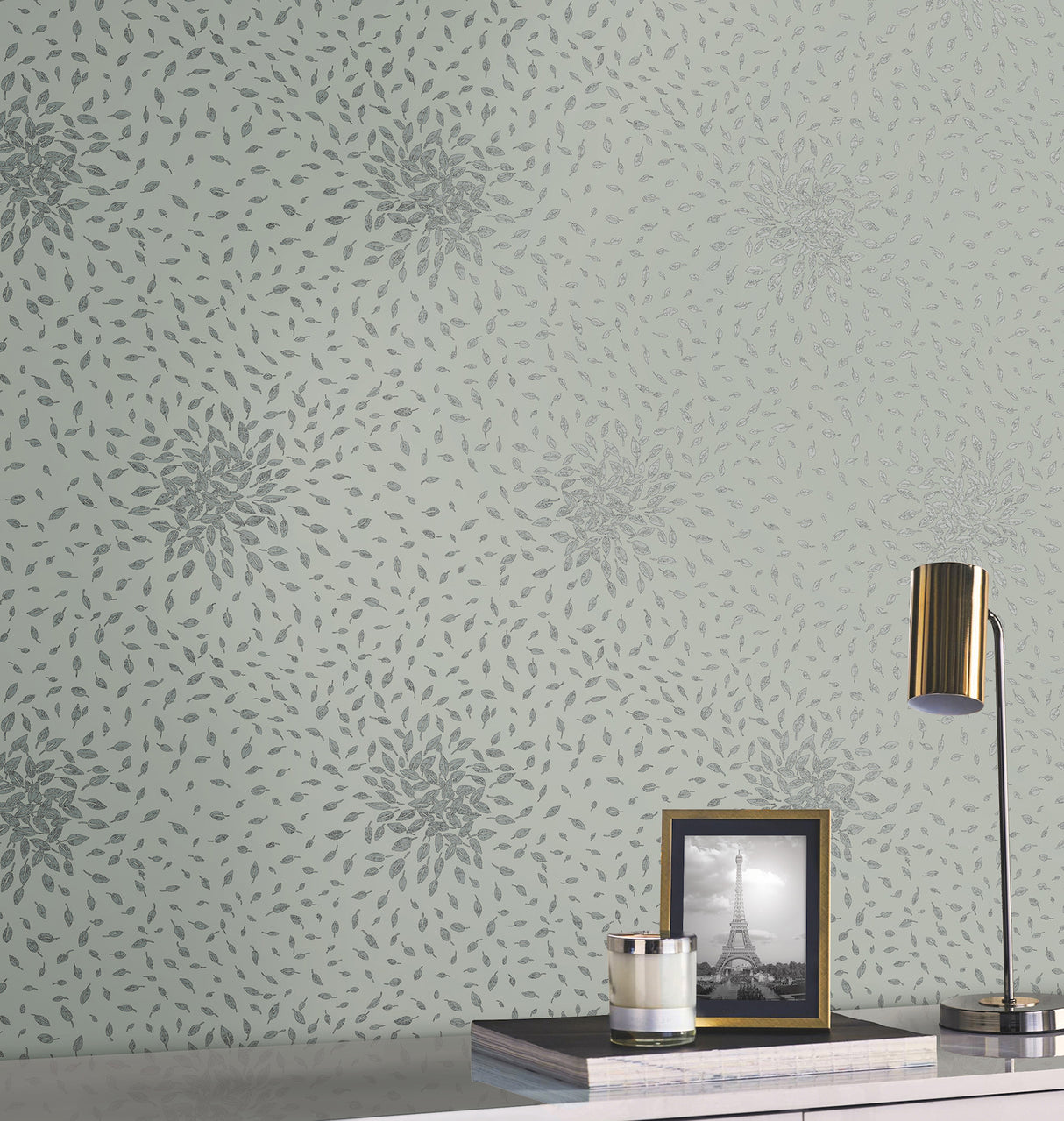 York MD7104 Petite Leaves Eucalyptus & Silver Wallpaper