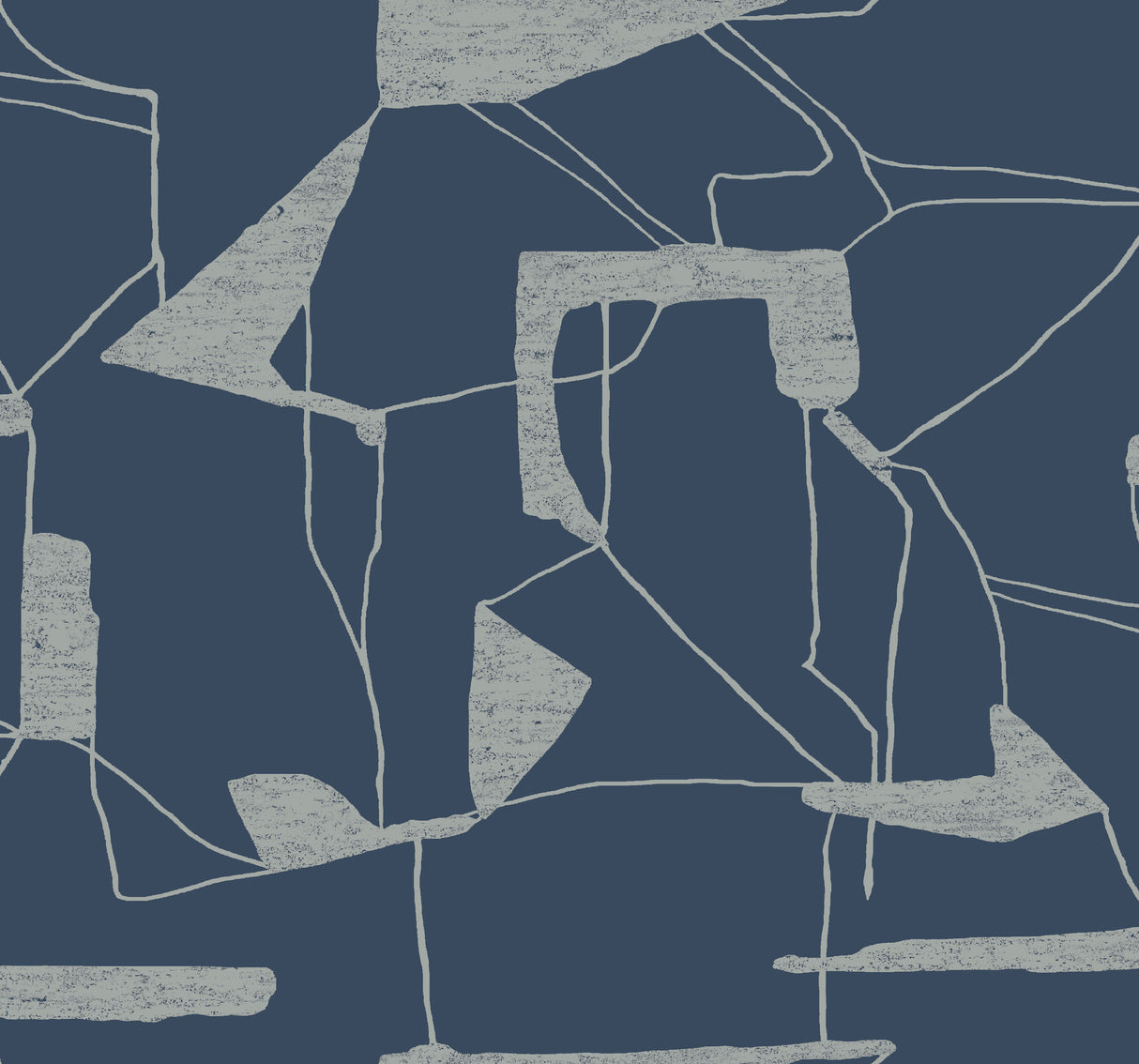 York MD7112 Abstract Geo Navy & Silver Wallpaper