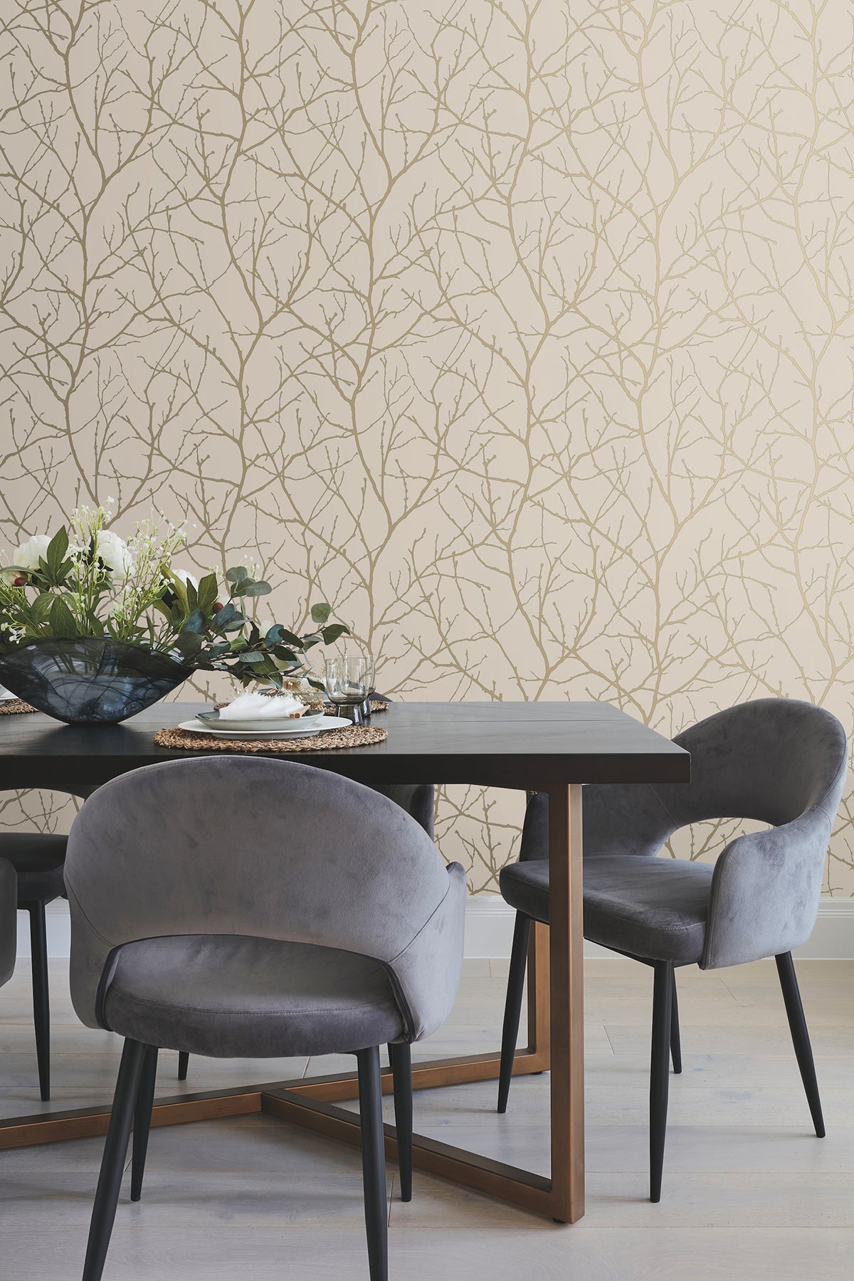 York MD7122 Trees Silhouette Beige & Gold Wallpaper