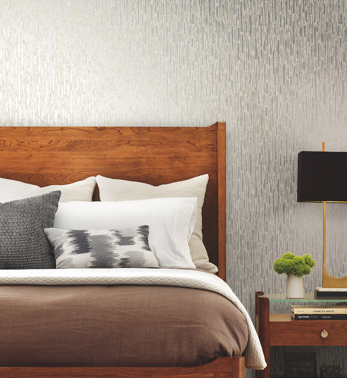 York MD7151 Metallic Cascade Cream & Silver Wallpaper