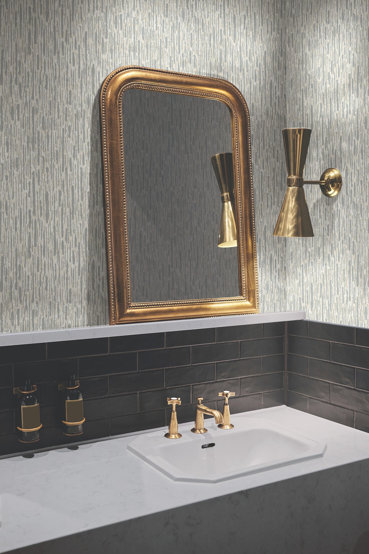 York MD7151 Metallic Cascade Cream & Silver Wallpaper