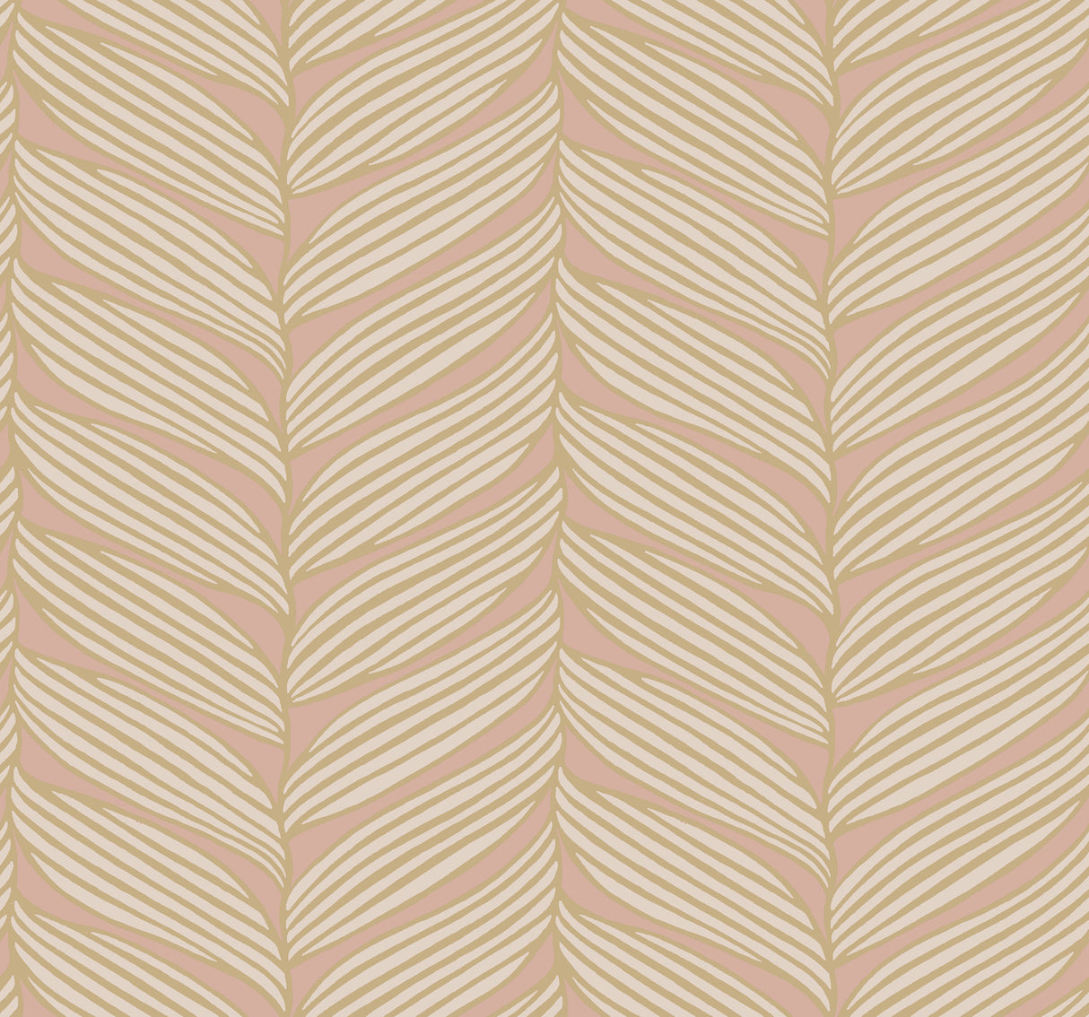 York MD7161 Luminous Leaves Blush & Gold Wallpaper