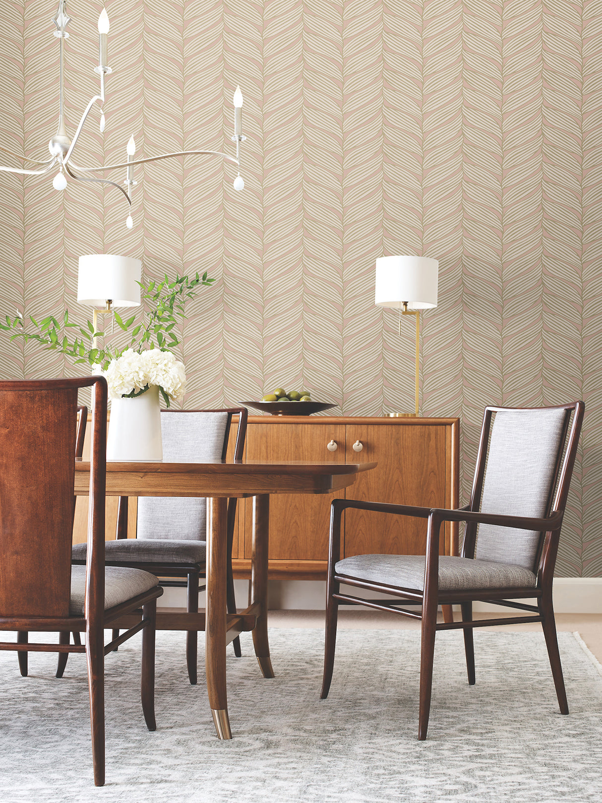 York MD7161 Luminous Leaves Blush & Gold Wallpaper