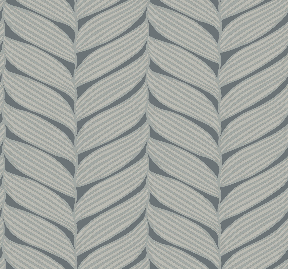York MD7163 Luminous Leaves Charcoal & Silver Wallpaper