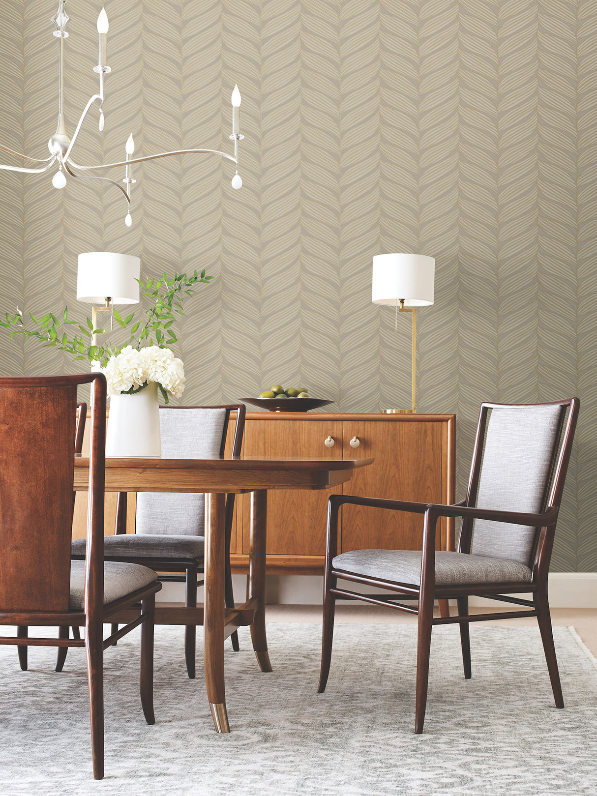 York MD7164 Luminous Leaves Grey & Gold Wallpaper