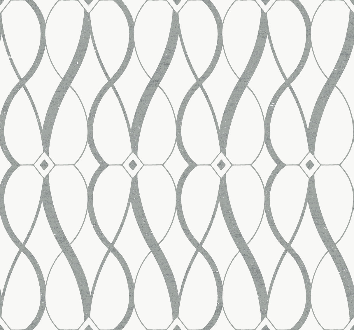 York MD7173 Graceful Geo White & Silver Wallpaper