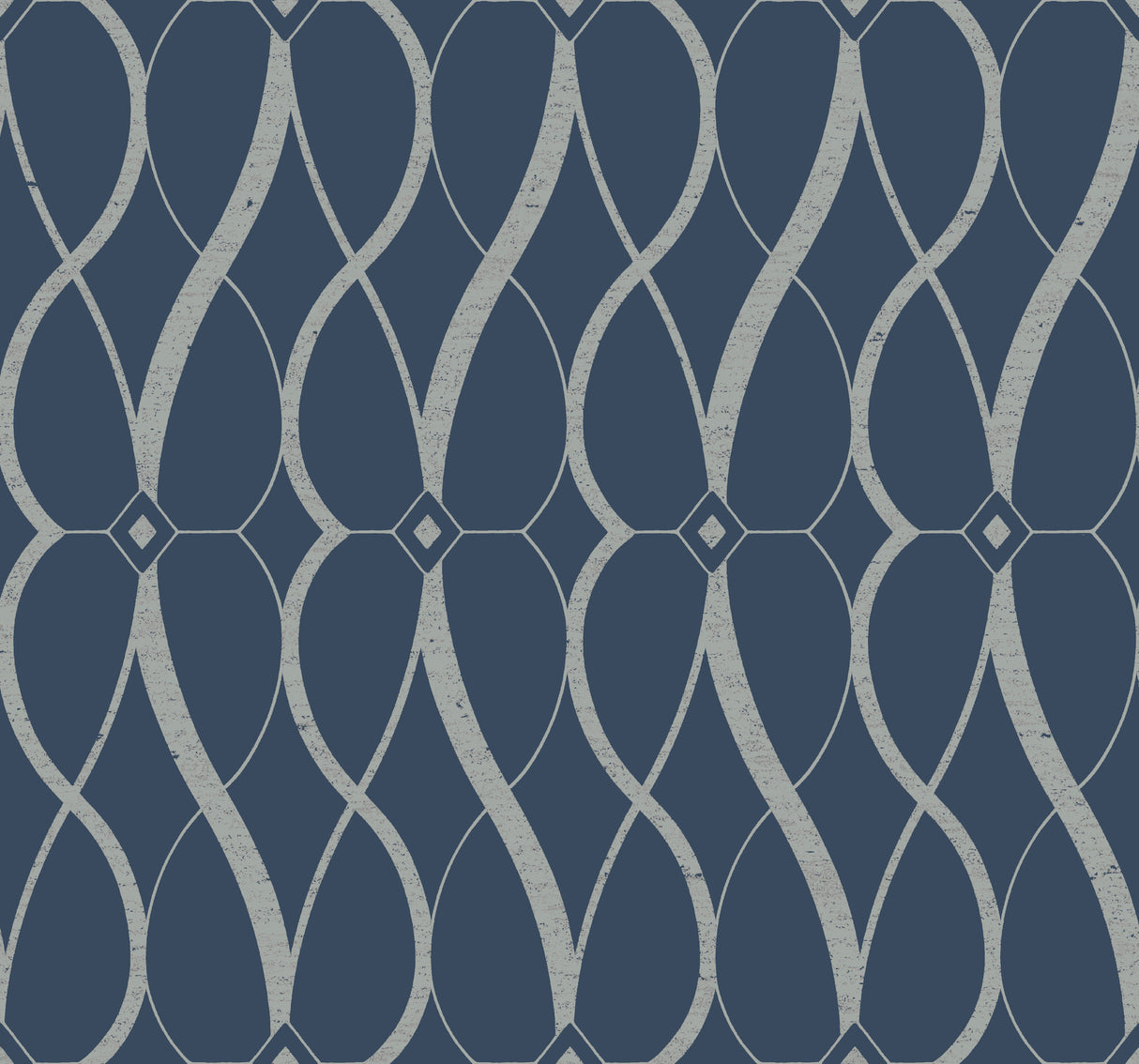 York MD7174 Graceful Geo Navy & Silver Wallpaper