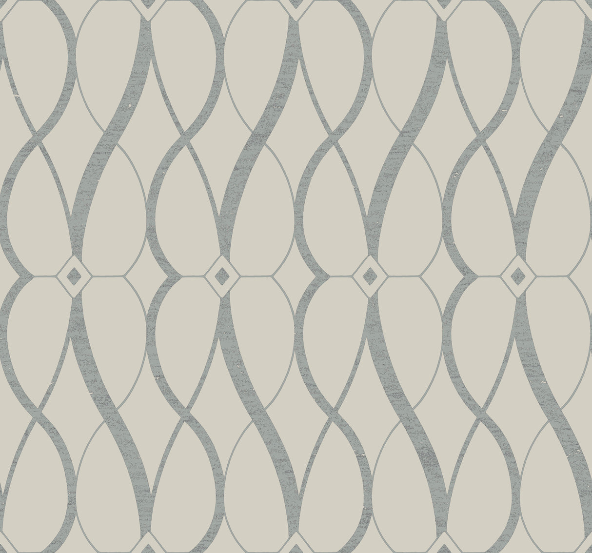 York MD7175 Graceful Geo Beige & Silver Wallpaper