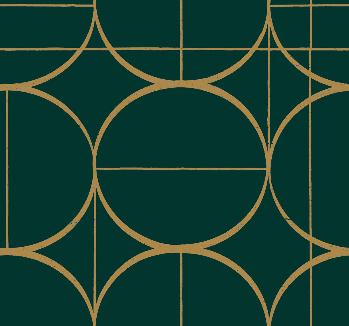 York MD7203 Sun Circles Emerald & Gold Wallpaper