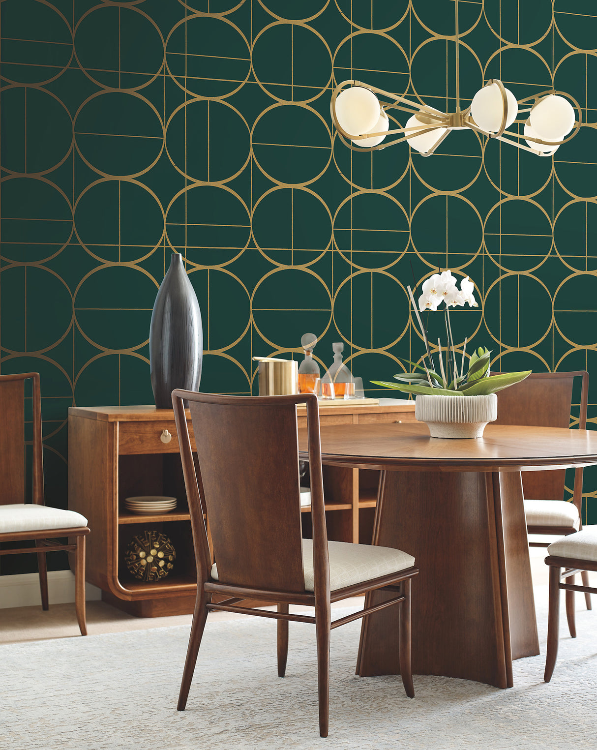York MD7203 Sun Circles Emerald & Gold Wallpaper