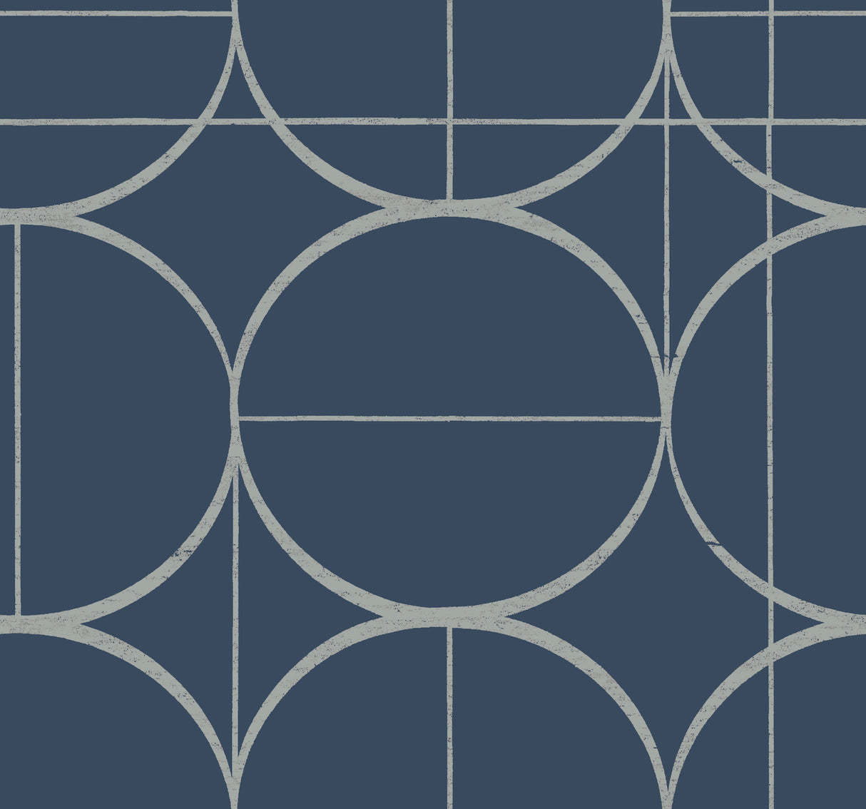 York MD7204 Sun Circles Blue & Silver Wallpaper