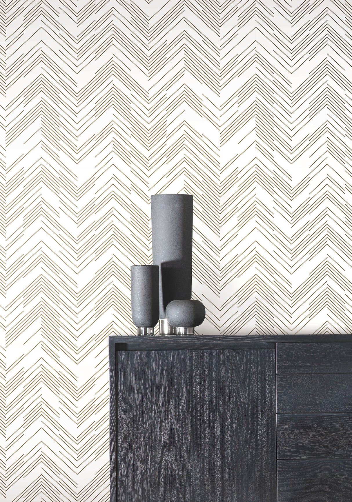 York MD7222 Polished Chevron White & Gold Wallpaper