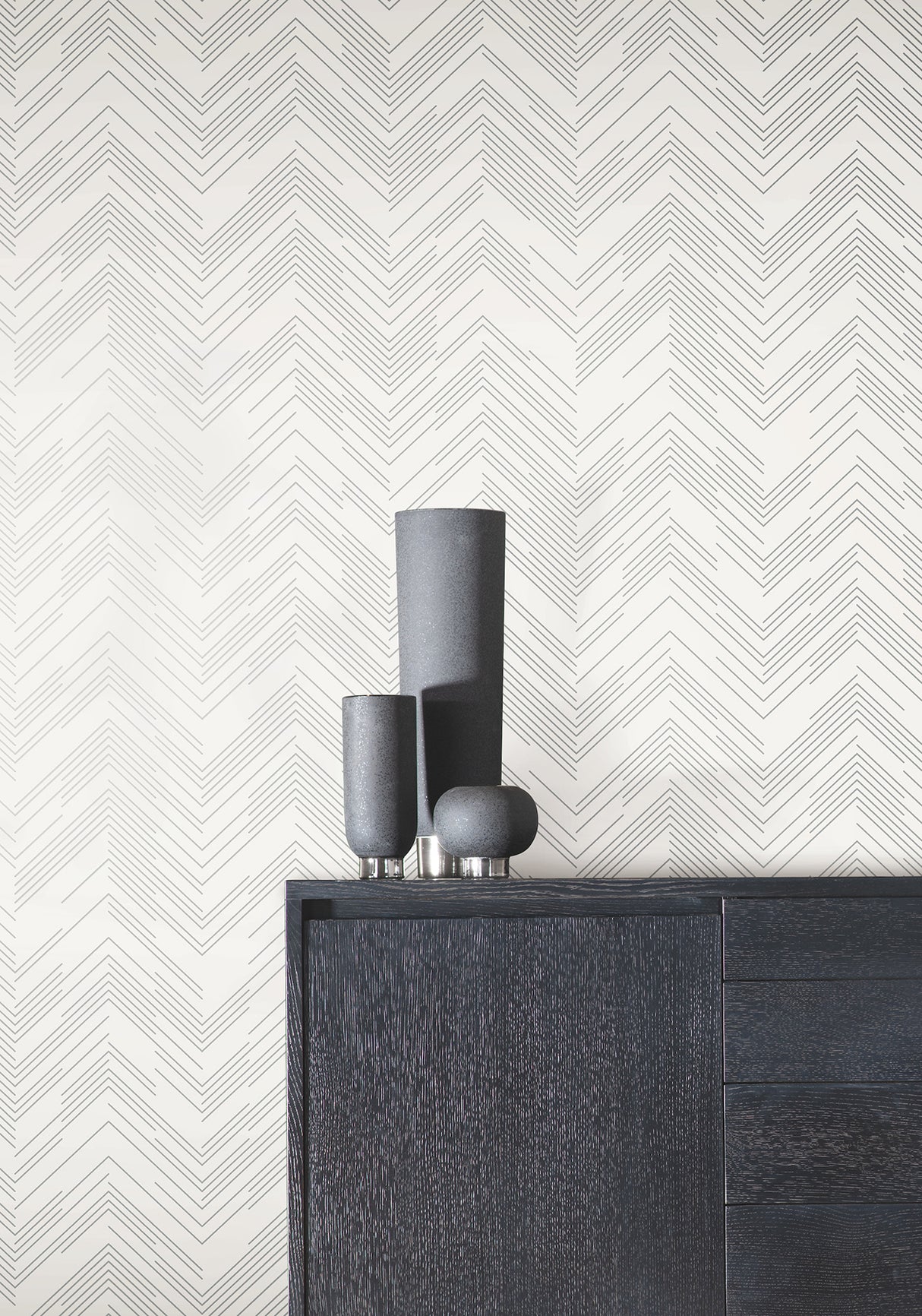 York MD7223 Polished Chevron White & Silver Wallpaper