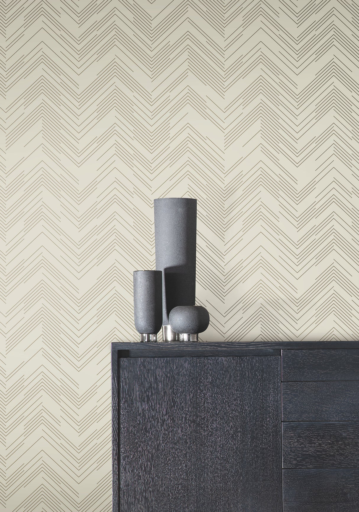 York MD7225 Polished Chevron Cream & Gold Wallpaper