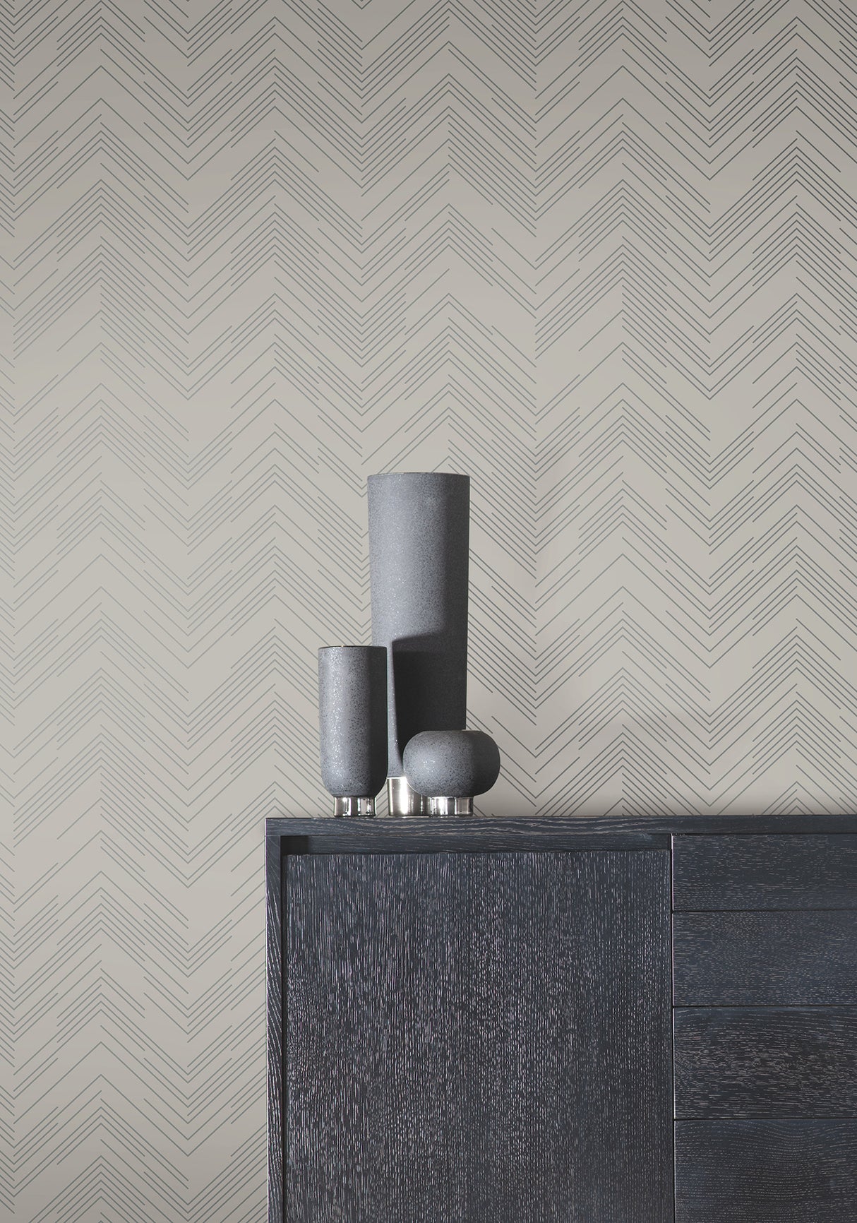 York MD7227 Polished Chevron Taupe & Silver Wallpaper