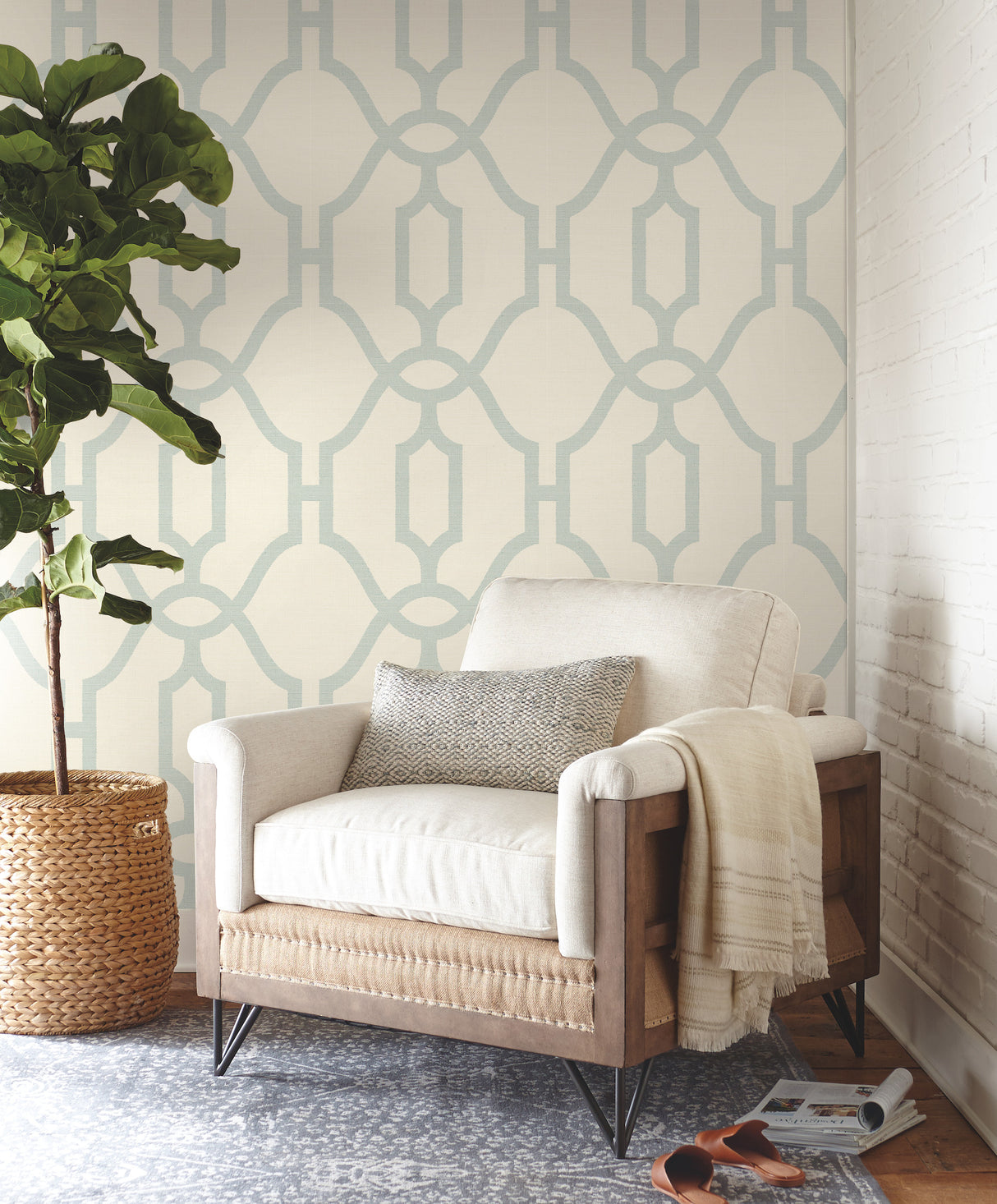 York ME1553 Woven Trellis Eggshell Wallpaper
