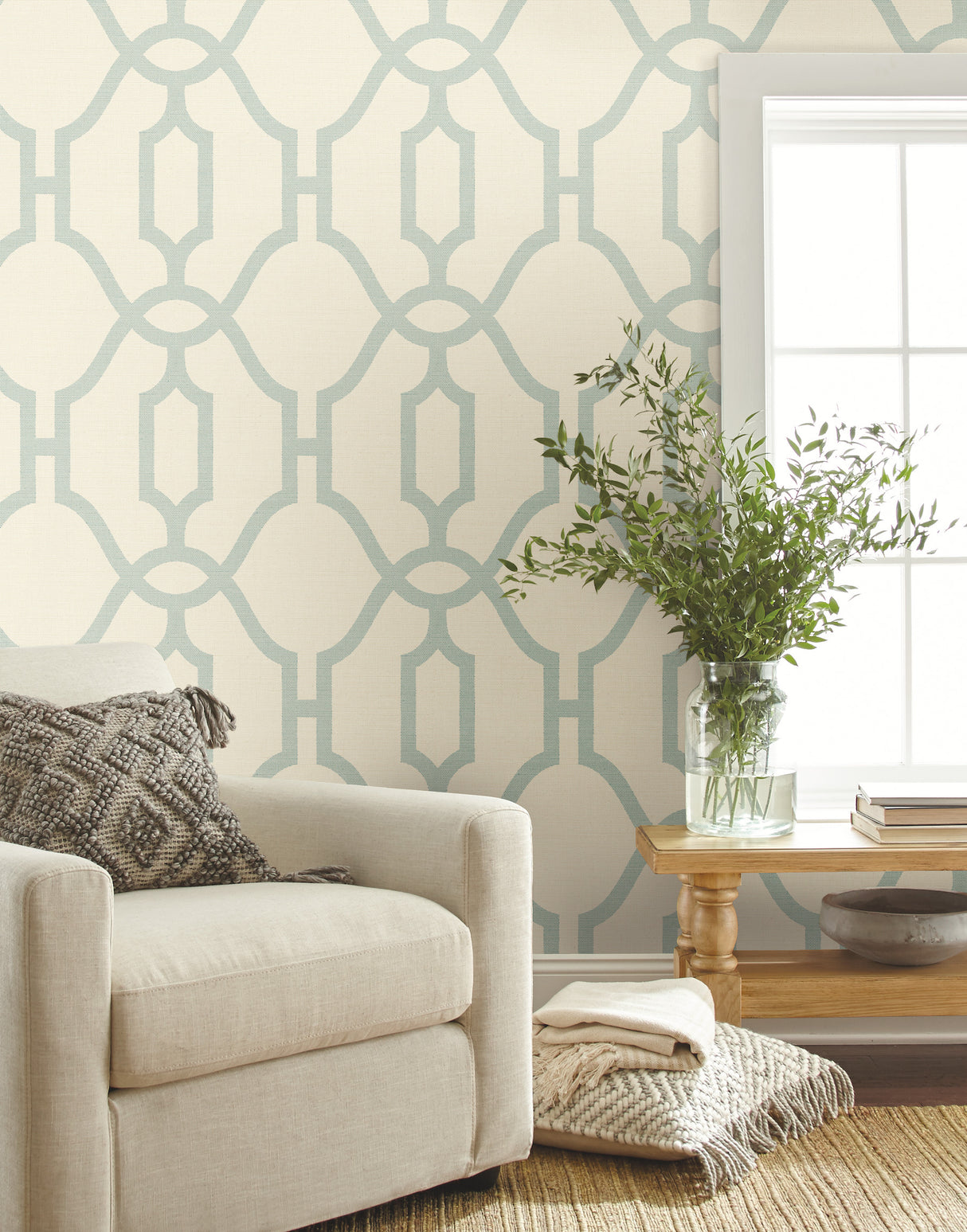 York ME1553 Woven Trellis Eggshell Wallpaper
