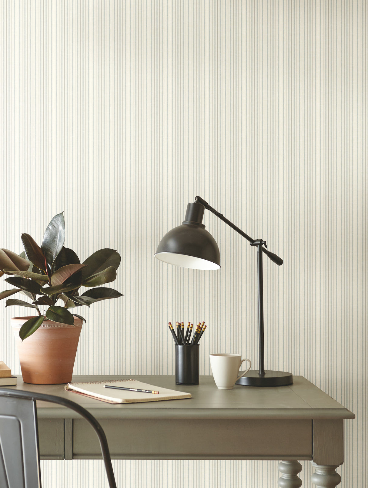 York ME1562 French Ticking Light Blue Wallpaper