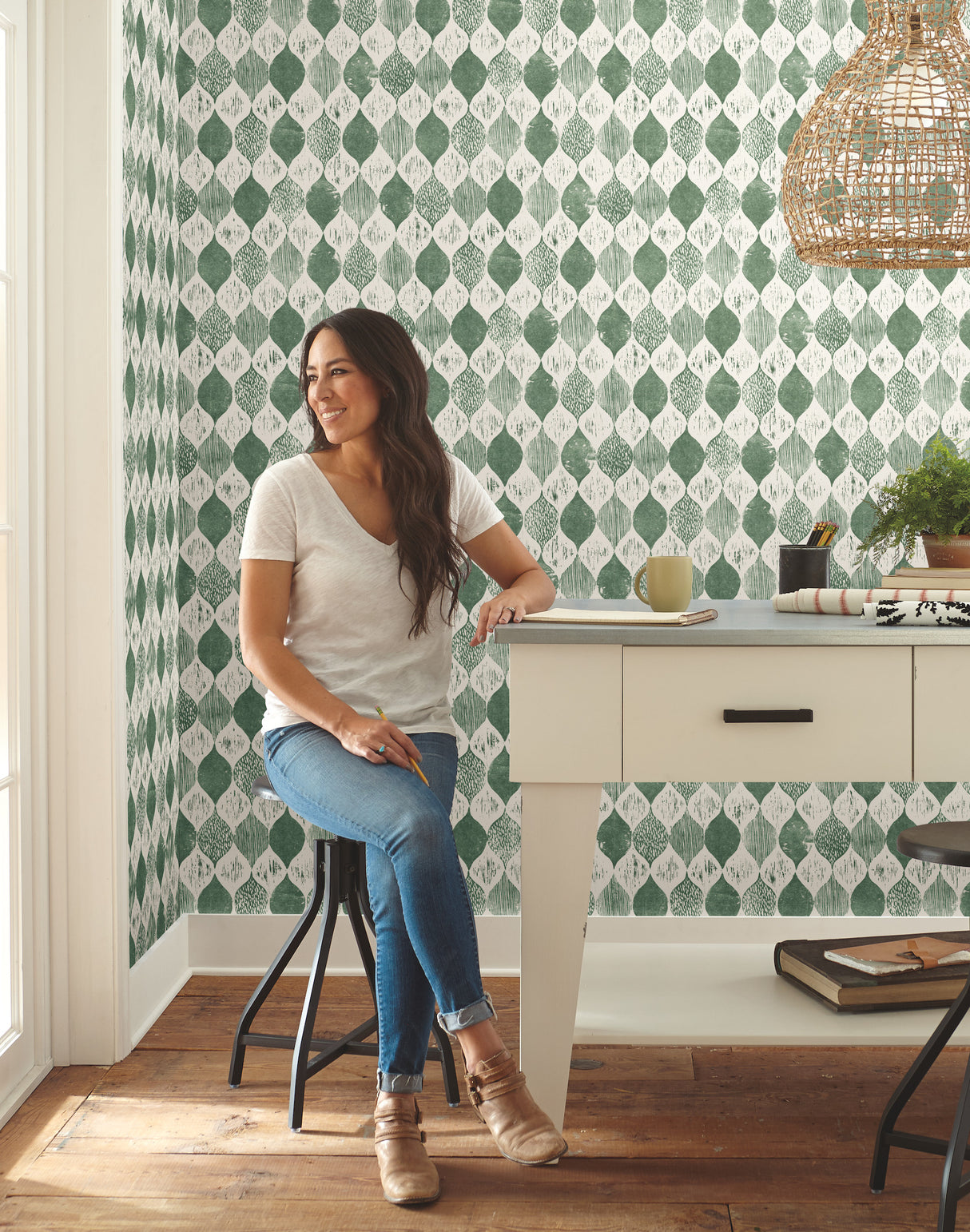 York ME1567 Woodblock Print Forest Green Wallpaper