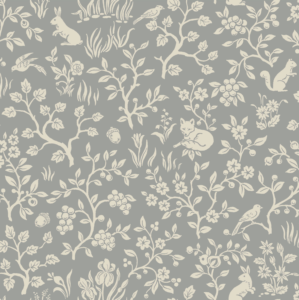 York ME1571 Fox & Hare Grey Wallpaper