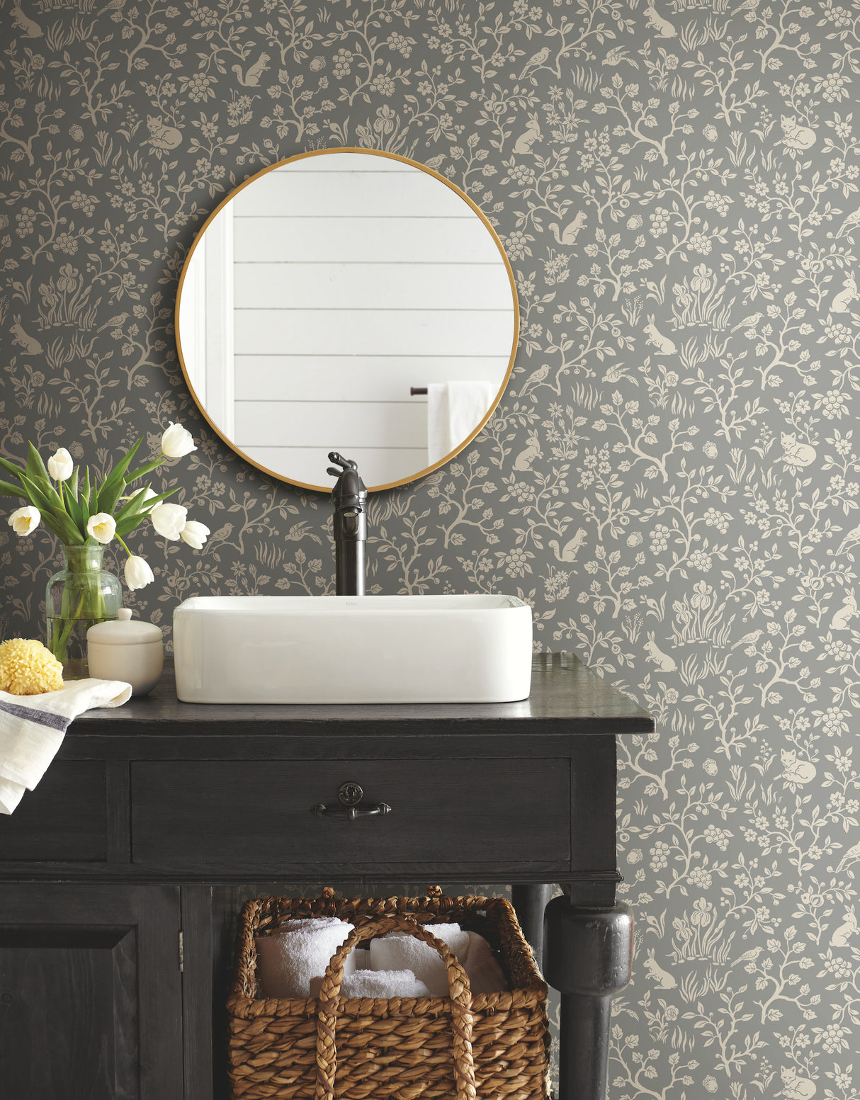 York ME1571 Fox & Hare Grey Wallpaper