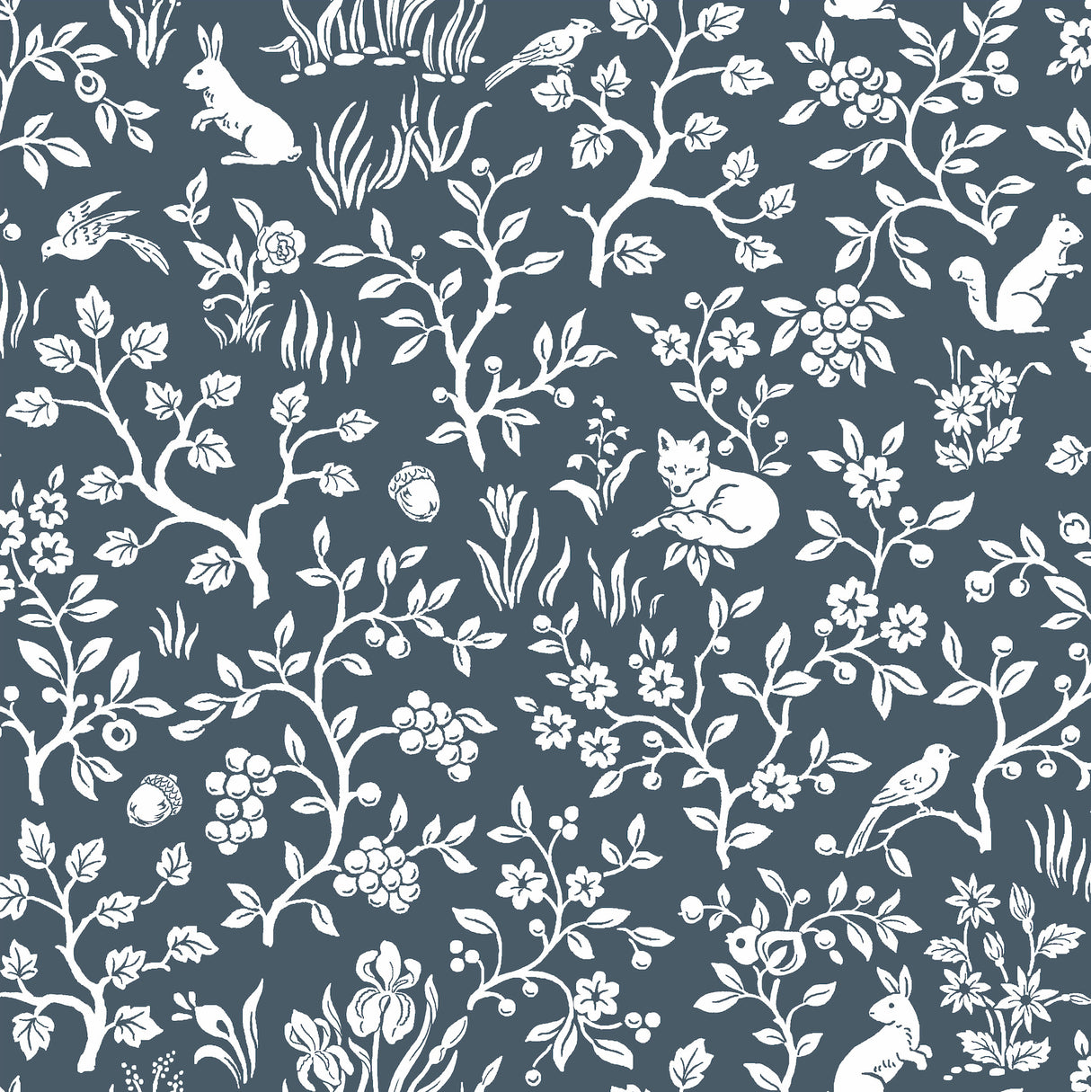 York ME1572 Fox & Hare Navy Wallpaper