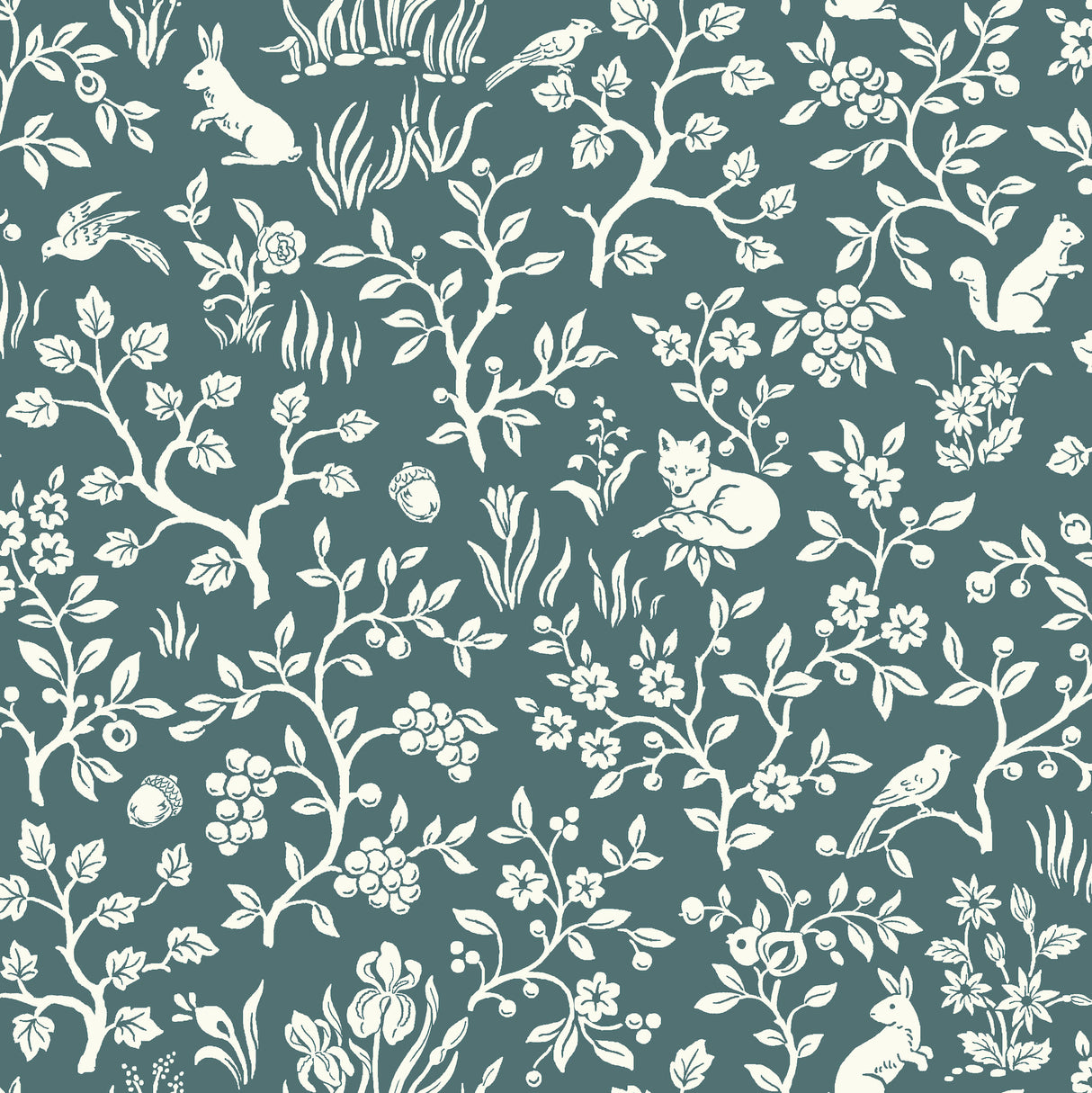 York ME1574 Weekends Fox & Hare Teal Wallpaper