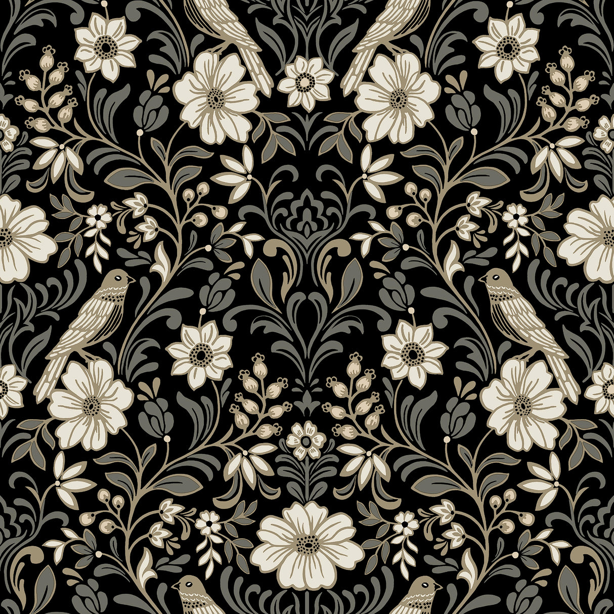 Magnolia Home MF4742 Colette Black Wallpaper