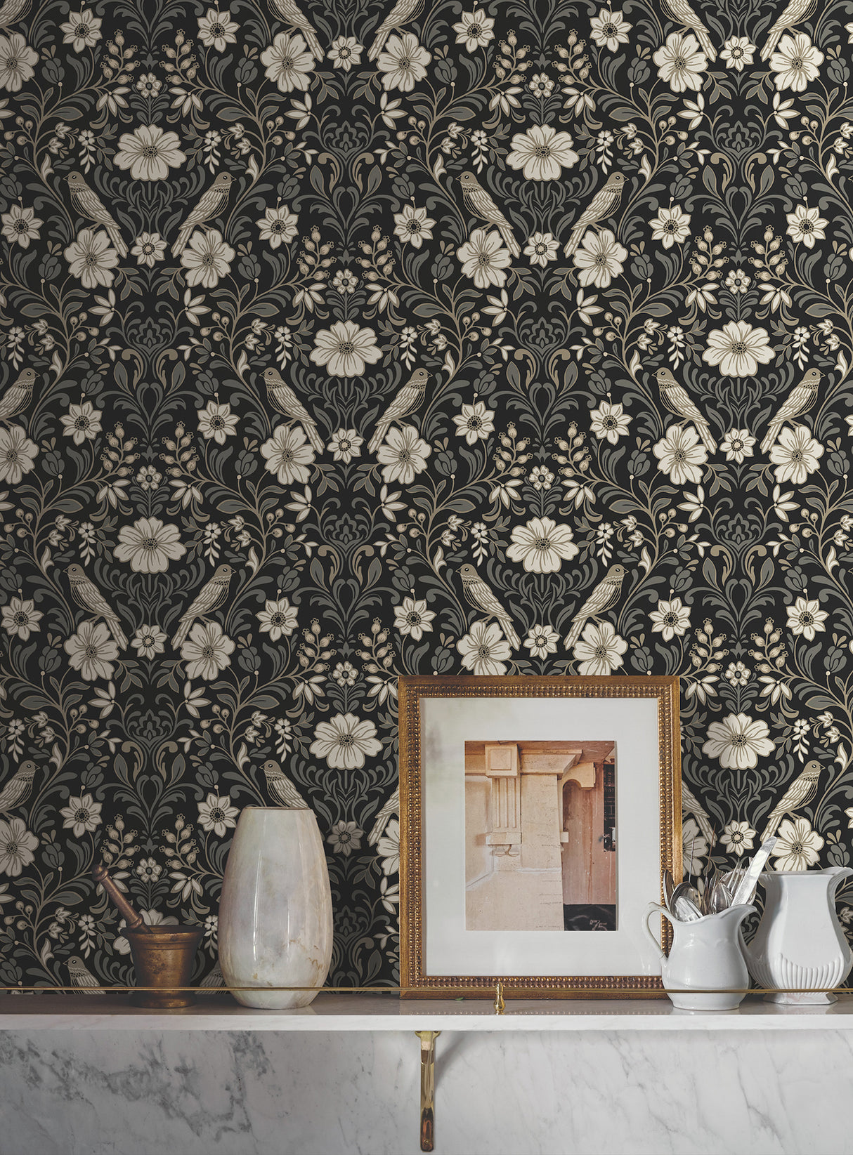 Magnolia Home MF4742 Colette Black Wallpaper
