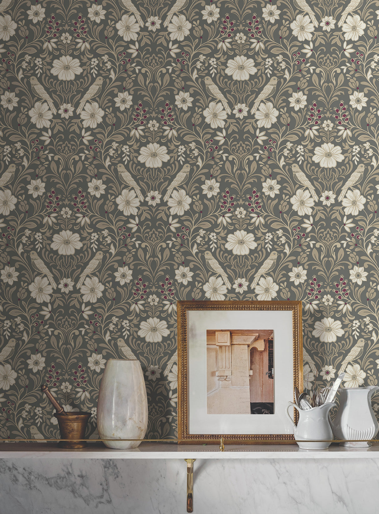 Magnolia Home MF4743 Colette Charcoal Wallpaper
