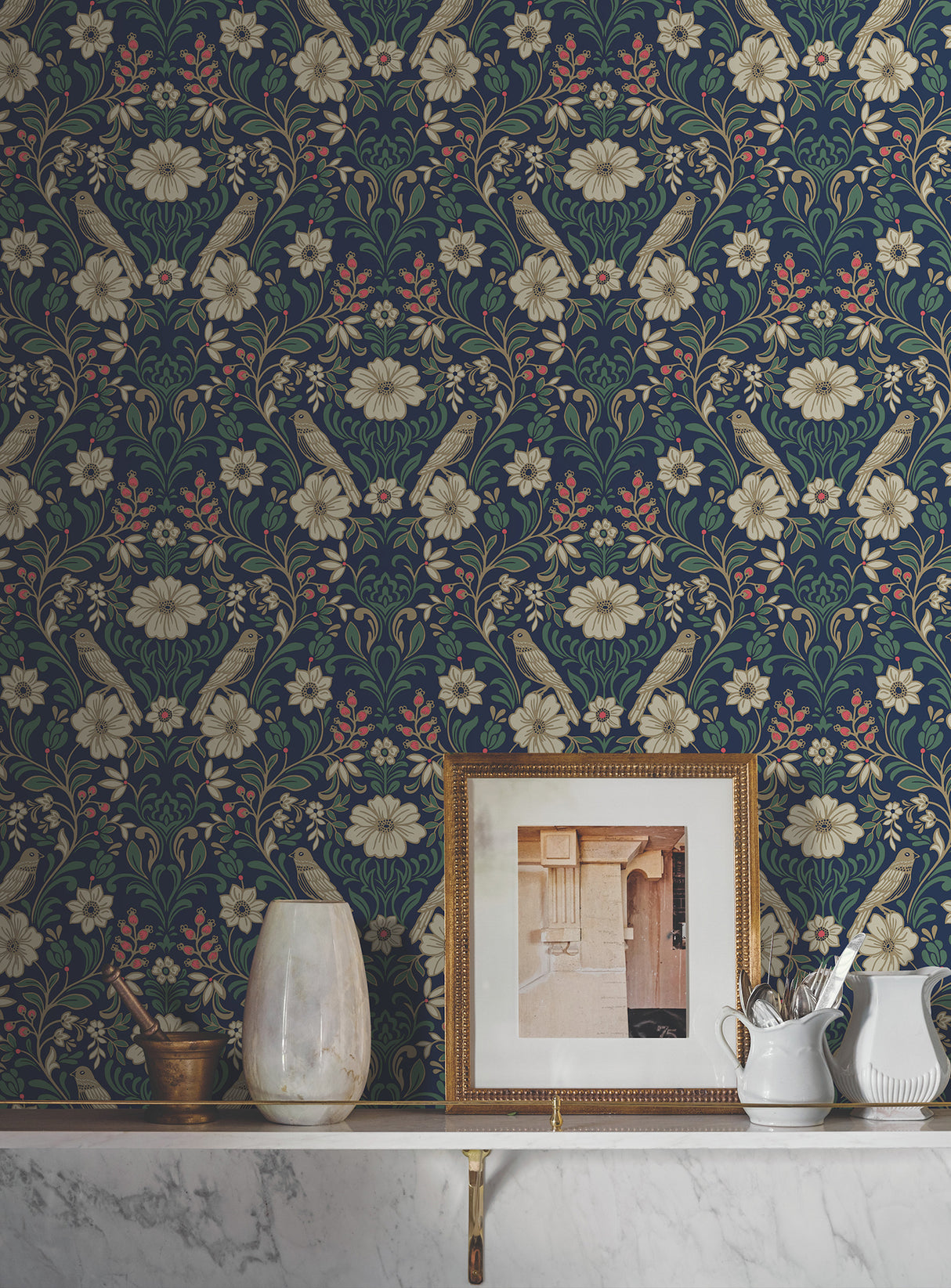 Magnolia Home MF4745 Colette Navy Wallpaper