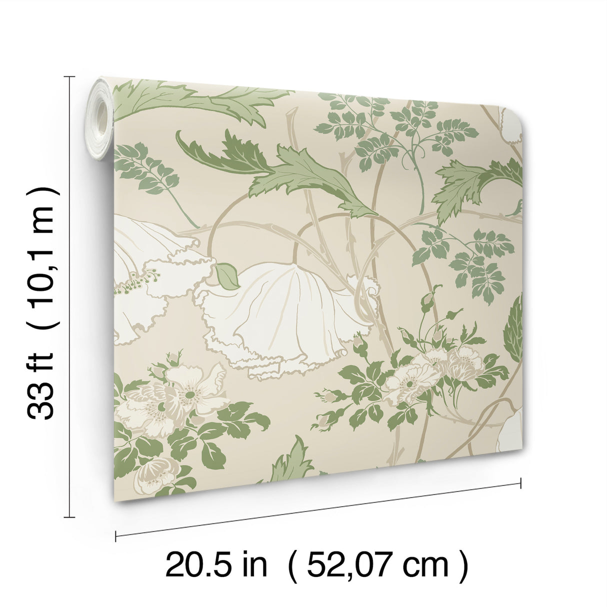 Magnolia Home MF4751 Gwendolyn Ecru & Green Wallpaper