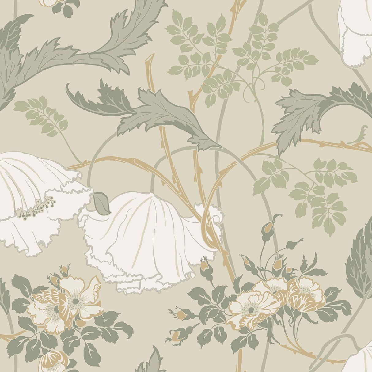 Magnolia Home MF4754 Gwendolyn Linen & Sage Wallpaper