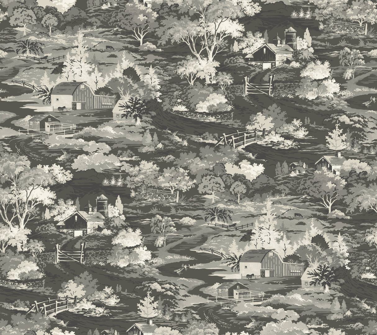 York MH1500 Homestead Black & Grey Wallpaper