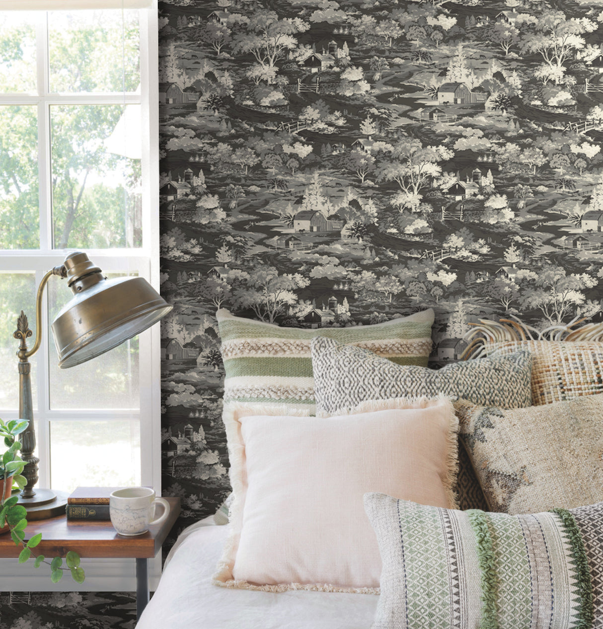 York MH1500 Homestead Black & Grey Wallpaper