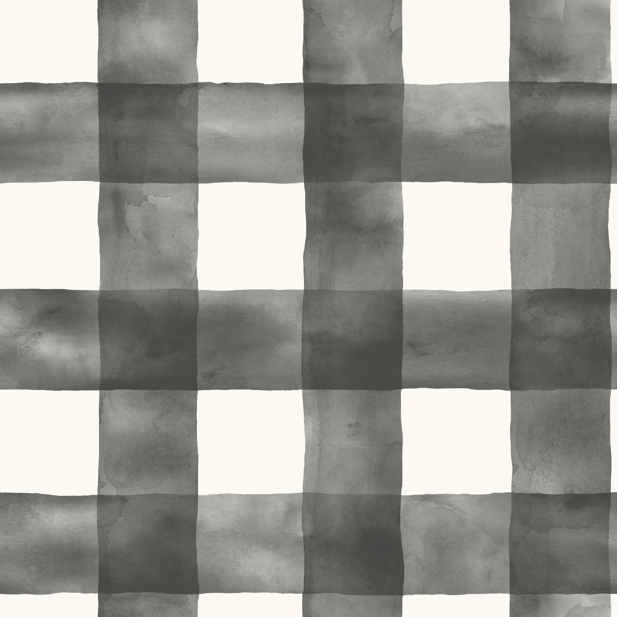 York MH1516 Watercolor Check Black & White Wallpaper