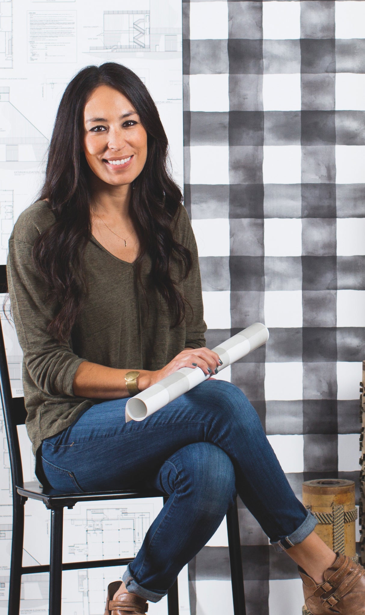 York MH1516 Watercolor Check Black & White Wallpaper