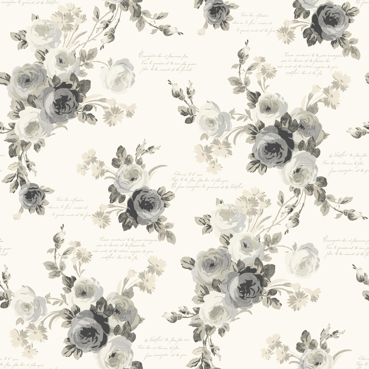 York MH1524 Heirloom Rose Grey & White Wallpaper