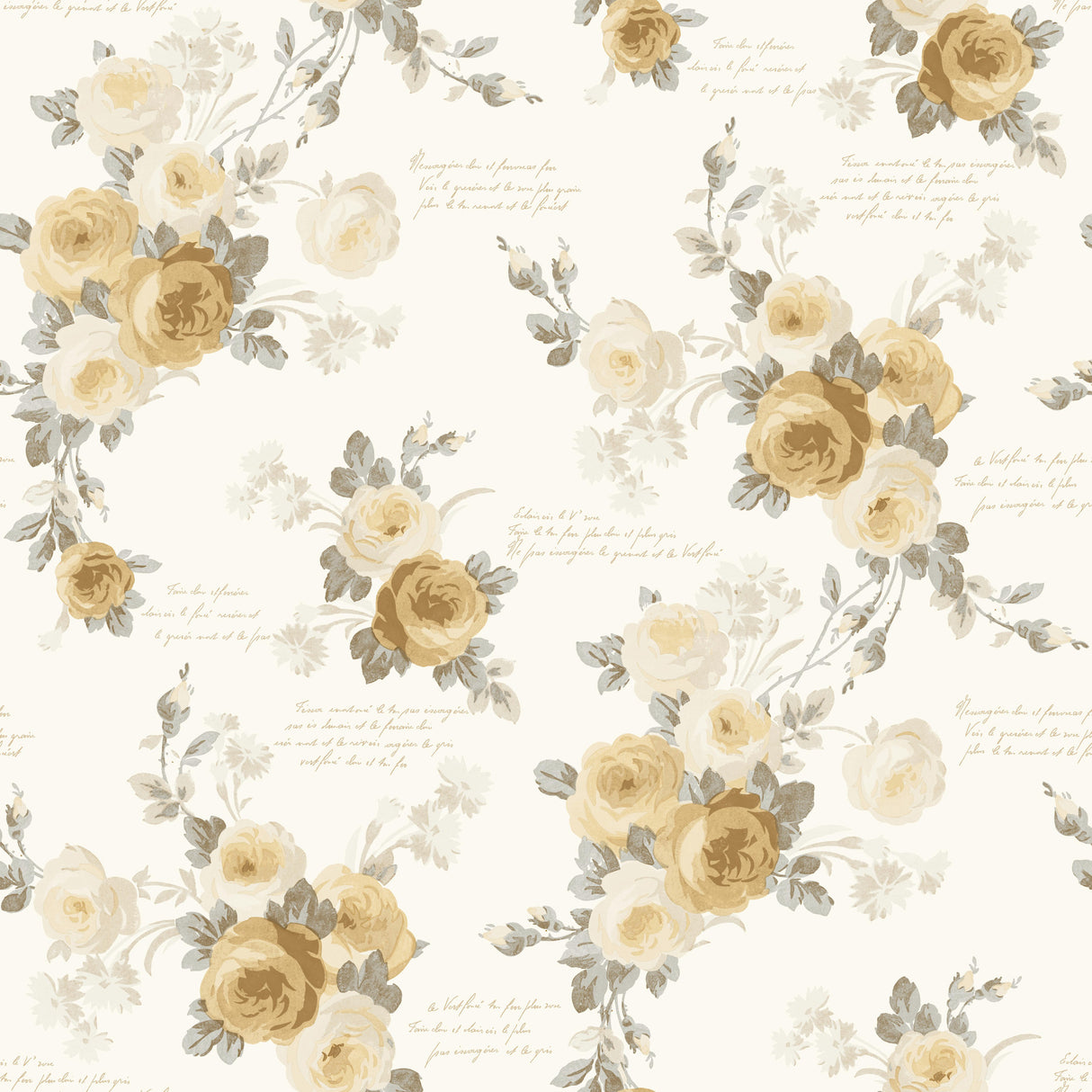 York MH1527 Heirloom Rose Yellow Wallpaper