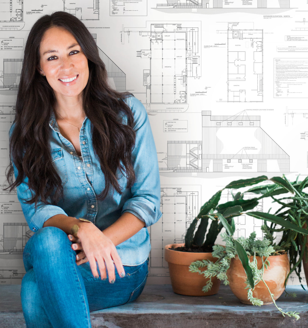 York MH1535 The Market White & Black Wallpaper