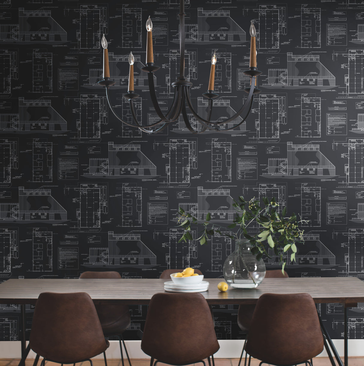 York MH1536 The Market Black & White Wallpaper