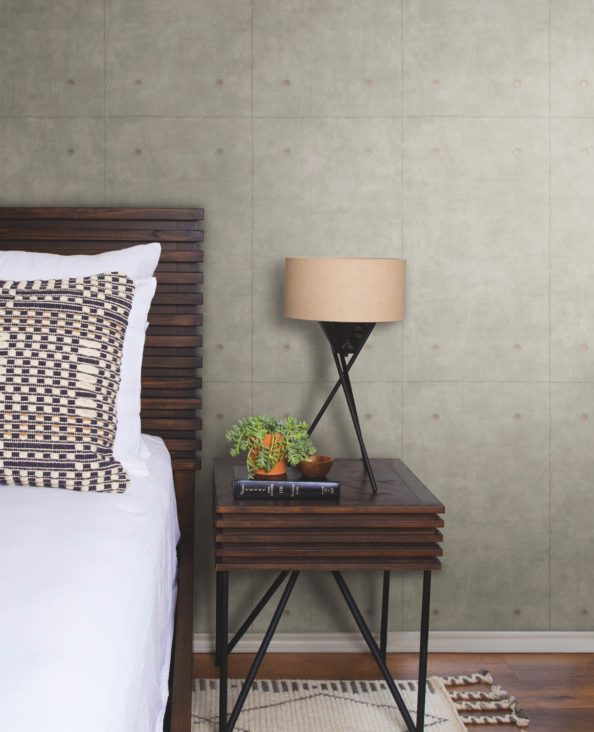 York MH1553 Concrete Dark Grey & Copper Metallic Wallpaper